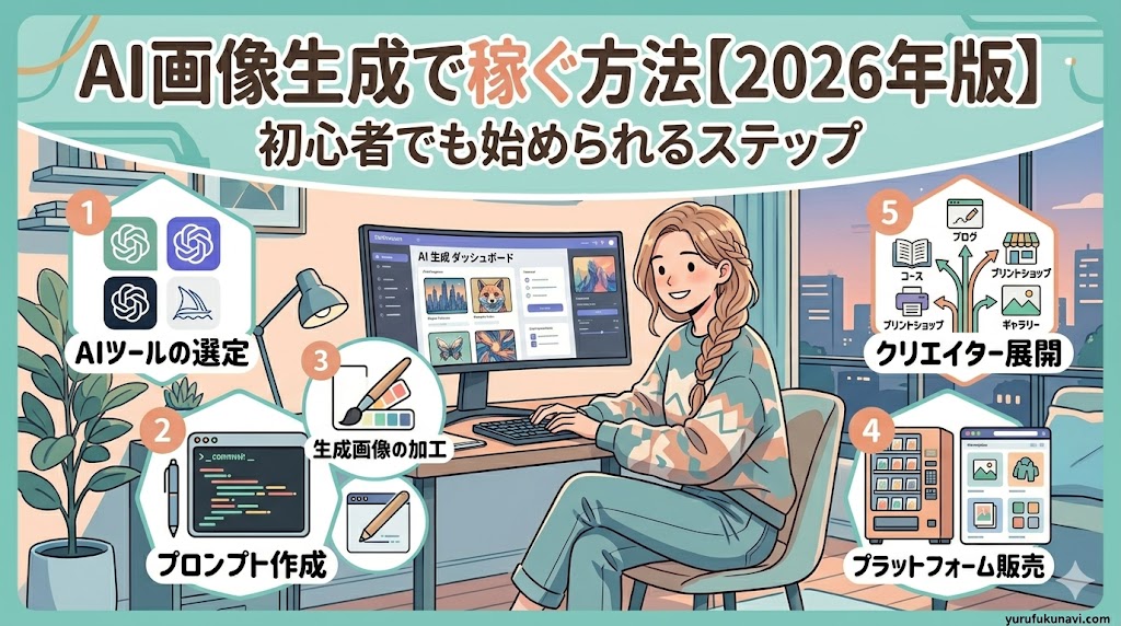AI画像生成で稼ぐ方法【2026年版】初心者でも始められる副業5パターン